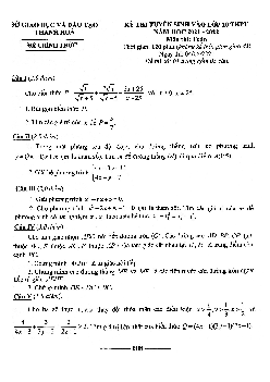 Đề tuyển sinh lớp 10 môn Toán năm 2021 – 2022 sở GD&ĐT Thanh Hóa