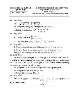 Đề thi học sinh giỏi Toán 9 THCS năm 2018 – 2019 sở GD&ĐT Quảng Trị