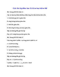 Giải bài tập Hóa 12 bài 26: Kim loại kiềm thổ