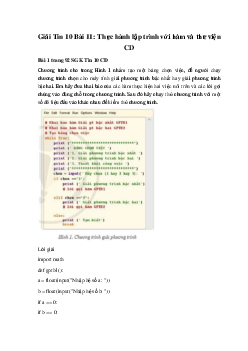 Giải Tin 10 Bài 11: Thực hành lập trình với hàm và thư viện CD