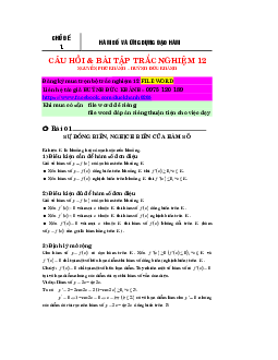 Chuyên đề hàm số và ứng dụng của đạo hàm – Nguyễn Phú Khánh, Huỳnh Đức Khánh Toán 12