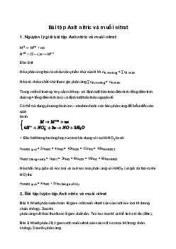 Bài tập Axit nitric và muối nitrat Hóa học lớp 11 sách Kết Nối Tri Thức