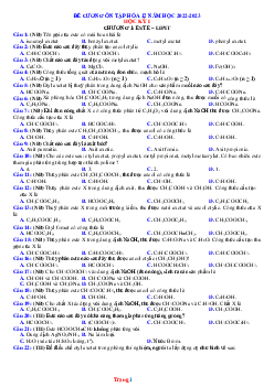 Đề cương ôn tập hóa 12 năm 2022-2023 học kỳ I