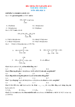 Đề cương ôn tập môn Hóa 11 giữa học kỳ 2 năm học 2020-2021