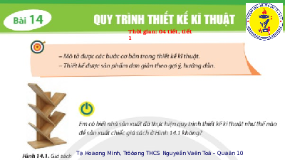 Giáo án điện tử Công nghệ 8 Bài 14 Chân trời sáng tạo: Quy trình thiết kế kỹ thuật