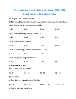 Đề thi giữa học kì 2 lớp 1 năm 2023 - 2024 | Toán 1 | Kết nối tri thức với cuộc sống | đề 2