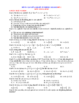 Đề ôn tập giữa HK1 môn Toán 10 năm học 2022-2023-Đề 2