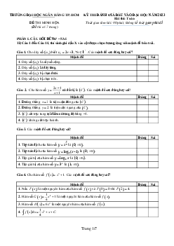 Đề minh họa đánh giá đầu vào Đại học 2023 môn Toán trường ĐH Ngân Hàng TP HCM