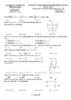 Đề thi thử tốt nghiệp THPT năm 2023 môn Toán sở GD&ĐT Hậu Giang