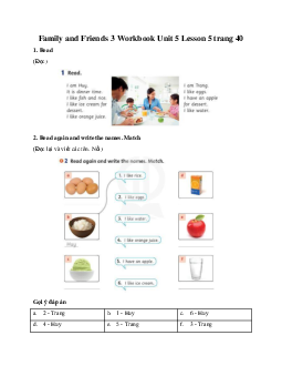 Family and Friends 3 Workbook Unit 5 Lesson 5 trang 40