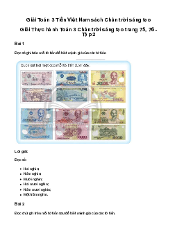 Giải Toán 3: Tiền Việt Nam | Chân trời sáng tạo