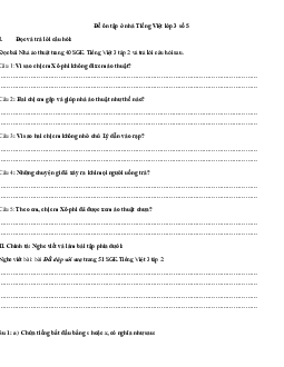 Đề ôn tập ở nhà Tiếng Việt lớp 3 số 5