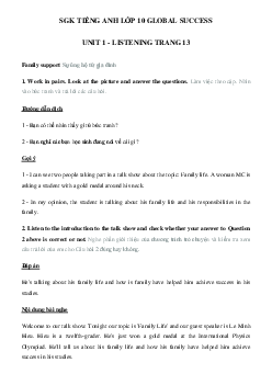Listening unit 1 lớp 10 Global success