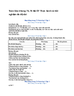 Toán lớp 2 trang 73, 74 Bài 57 Thực hành và trải nghiệm đo độ dài | Kết nối tri thức