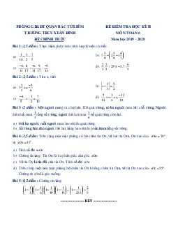 Đề thi học kì 2 Toán 6 năm học 2019 – 2020 trường THCS Xuân Đỉnh – Hà Nội