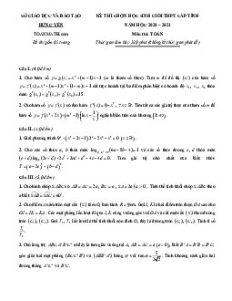 Đề thi học sinh giỏi Toán THPT cấp tỉnh năm 2020 – 2021 sở GD&ĐT Hưng Yên