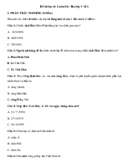 Đề thi học kì 2 môn Lịch sử - Địa lý lớp 5 năm 2024 theo Thông tư 22