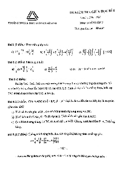 Đề thi giữa học kì 1 Toán 7 năm 2020 – 2021 trường Lương Thế Vinh – Hà Nội