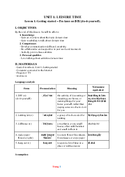 Giáo án Tiếng Anh 8 Global success unit 1 Leisure time