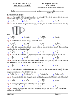 Đề thi HK1 Toán 12 năm học 2017 – 2018 trường THPT An Phước – Ninh Thuận