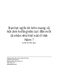 Bạo lực ngôn từ trên mạng xã hội ảnh hưởng tiêu cực đến mỗi cá nhân như thế nào ở Việt Nam - Tài liệu tham khảo | Đại học Hoa Sen