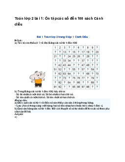 Toán lớp 2 bài 1: Ôn tập các số đến 100 sách | Cánh Diều