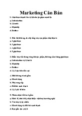 Tài liệu ôn thi Marketing Căn Bản | Đại học Nguyễn Tất Thành