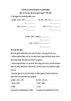 Giải VBT Toán 3 Bài 45: Luyện tập chung trang 87, 88, 89 | Cánh diều
