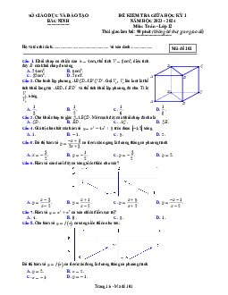 Đề kiểm tra giữa học kỳ 1 Toán 12 năm 2023 – 2024 sở GD&ĐT Bắc Ninh