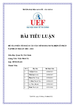 Phân tích Báo cáo tài chính doanh nghiệp cổ phần Công ty Masan | Tiểu luận môn Tài chính doanh nghiệp