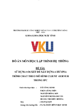 Đồ án môn học lập trình hệ thống "Sử dụng Socket để xây dựng chương trình chat video theo mô hình  CLIENT -SERVER"