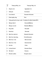 Vocab: Microeconomics Terms in Vietnamese and English | Microeconomics | Trường Đại học Quốc tế, Đại học Quốc gia Thành phố Hồ Chí Minh