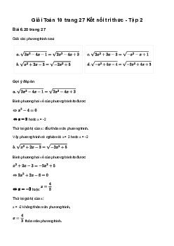 Giải Toán 10 KNTT Bài 18: Phương trình quy về phương trình bậc hai