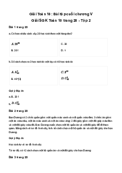 Giải Toán 10: Bài tập cuối chương V - Cánh diều