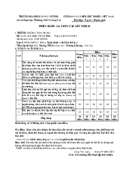 Các mẫu phiếu đánh giá thực tập giảng dạy