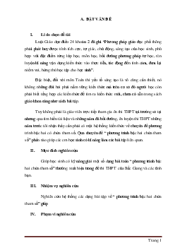 SKKN phương trình bậc hai chứa tham số toán 9 (có lời giải)