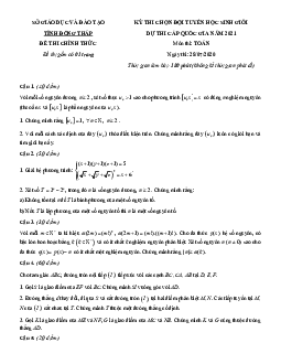Đề chọn đội tuyển dự thi HSG Quốc gia 2021 môn Toán sở GD&ĐT Đồng Tháp