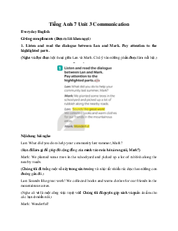 Tiếng Anh 7 Global Success Unit 3 Communication