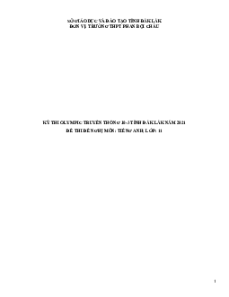 Đề thi Olympic 10 tháng 3 lần thứ 5 môn Tiếng Anh năm 2021 lớp 11 THPT Phan Bội Châu