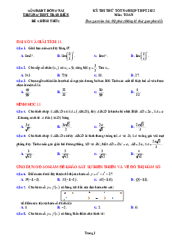Đề thi thử tốt nghiệp THPT 2022 môn Toán trường THPT Trấn Biên – Đồng Nai