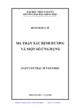 Ma trận xác định dương và một số ứng dụng