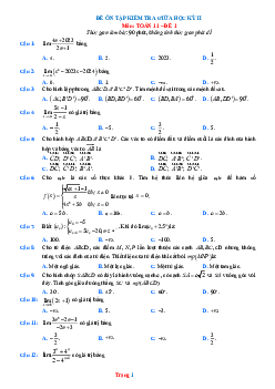 Bộ đề kiểm tra học kỳ 2 Toán 11 năm 2022-2023 (có lời giải)