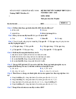Đề thi thử THPT Quốc gia 2021 môn Sinh học trường THPT Tiên Du 1 lần 1