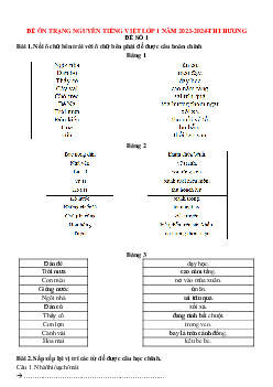 Đề thi Trạng nguyên Tiếng Việt lớp 1 năm 2023 - 2024 Vòng thi Hương