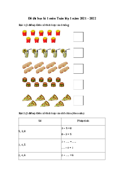 Đề thi học kì 1 lớp 1 môn Toán sách Chân trời sáng tạo năm 2022 - 2023 - Đề 2