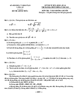 Đề tuyển sinh lớp 10 THPT năm 2019 – 2020 môn Toán sở GD&ĐT Lào Cai