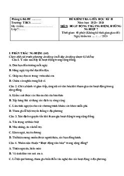 Đề thi giữa học kì 2 môn Hoạt động trải nghiệm hướng nghiệp 7 sách KNTT - Đề 3