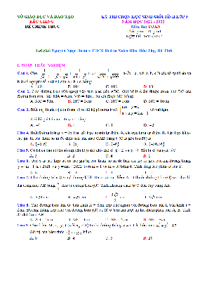 Đề thi học sinh giỏi cấp tỉnh Toán 9 năm 2021 – 2022 sở GD&ĐT Bắc Giang