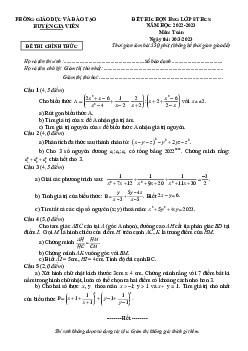 Đề học sinh giỏi Toán 8 năm 2022 – 2023 phòng GD&ĐT Gia Viễn – Ninh Bình