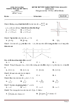 Đề thi thử tốt nghiệp THPT môn Toán 2021 Trường Nguyễn Trung Thiên lần 1 (có đáp án)